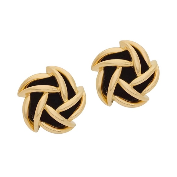 Saint Laurent Arty Earrings in Gold Metal & Black Velvet - Picture 3 of 9